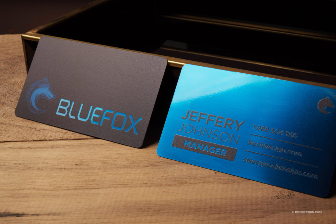 UV Printed Blue Metal Business Cards 
