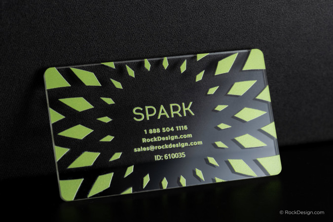 Patterned UV Printed Clear Acrylic Business Card - Spark