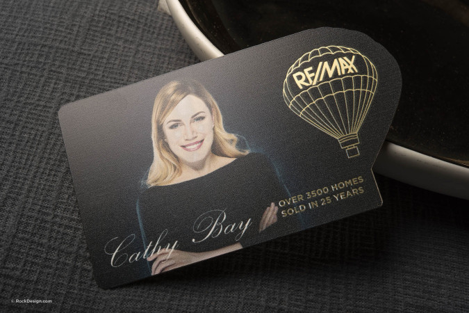 Photographic UV Print on Gold Metal Business card Template - Cathy Bay