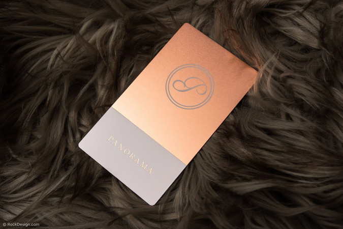Luxury Rose Gold Metal Business Card Template Design - Panorama