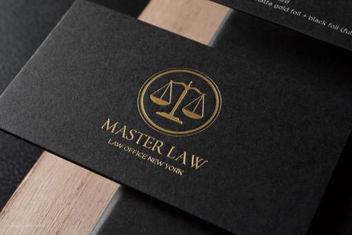 Classic modern black duplex attorney business card template - Master Law