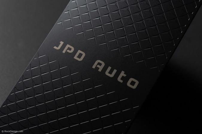 Patterned Laser Engraved Black Metal Business Card Design Template - JPD Auto