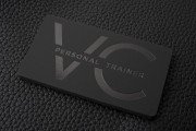 Hard Suede Black Name Card with Silver Foil stamping Business card Template 2