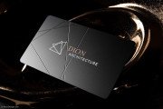 Geometric Etched Black Metal with Metallic Ink business cards 2