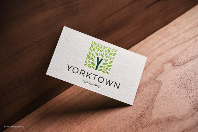 Modern vibrant letterpress real estate business card - Yorktown