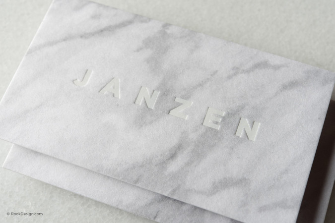 Classic marble pattern with pearl foil white business card - Janzen