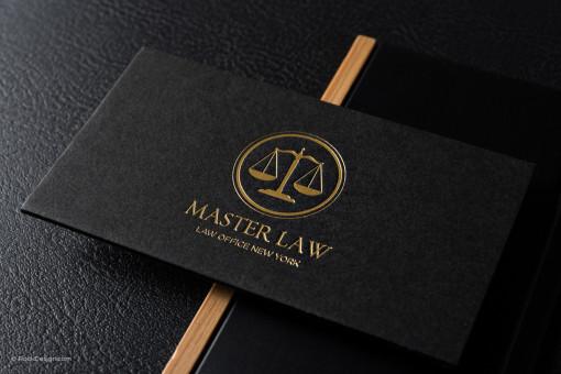 Classic modern black duplex attorney business card template - Master Law