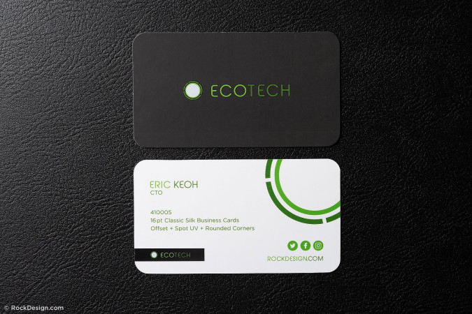 Modern Spot UV Die Cutting Tech Business Cards – Ecotech