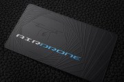 Modern Professional Black Metal Business Card Template with etching and spot color 2