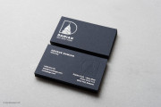 Navy, silver embossed business card template 1