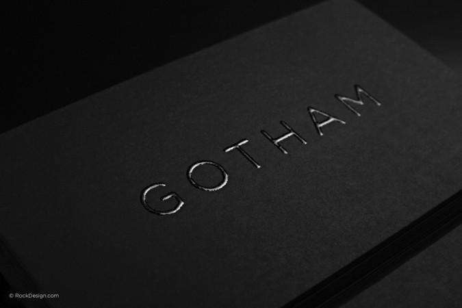 Minimalistic black suede feeling business card with thermography - Gotham
