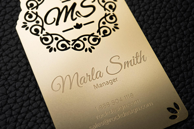 Beautiful Matte Gold with Cut-Through Business Card Template - Marla Smith