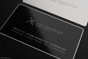 Brushed Stainless Steel with Black Spot Colour Business Card 3