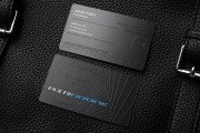 Modern Professional Black Metal Business Card Template with etching and spot color 4