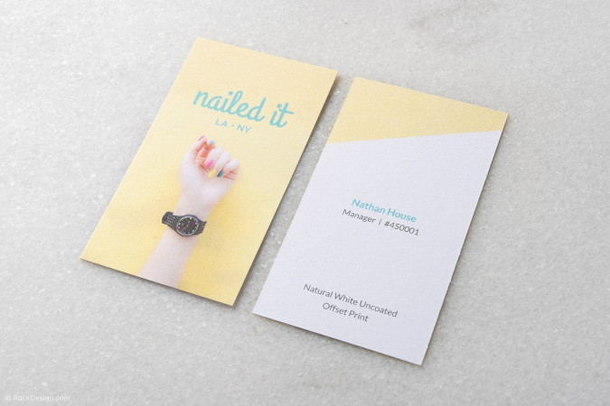 Simple & Clean Photographic Offset Print Natural White Business Card Design Template - Nailed It