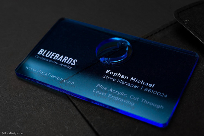 Laser Cut Translucent Blue Acrylic Business Card Template Design - Bluebards