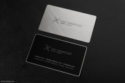 Brushed Stainless Steel with Black Spot Colour Business Card 1