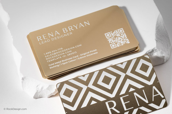 QR Code Gold Metal Business Card - Rena Bryan