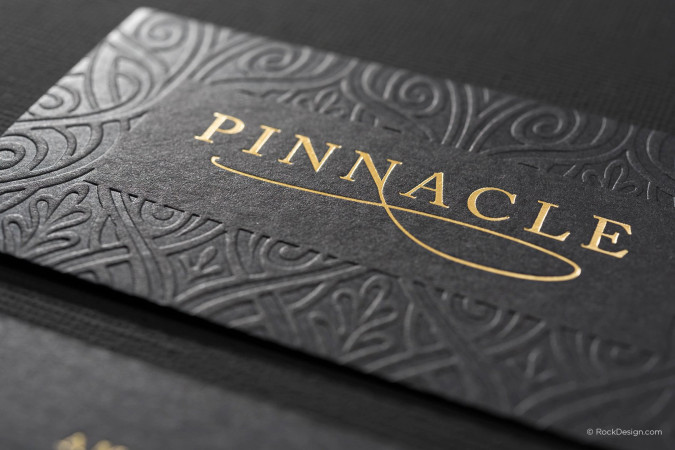 Elegant modern black business card with foil stamping - Pinnacle