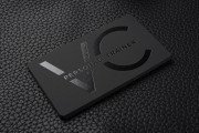 Hard Suede Black Name Card with Silver Foil stamping Business card Template 3