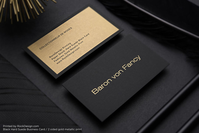 Metallic printing simple professional black visit card design - Baron Von Fancy