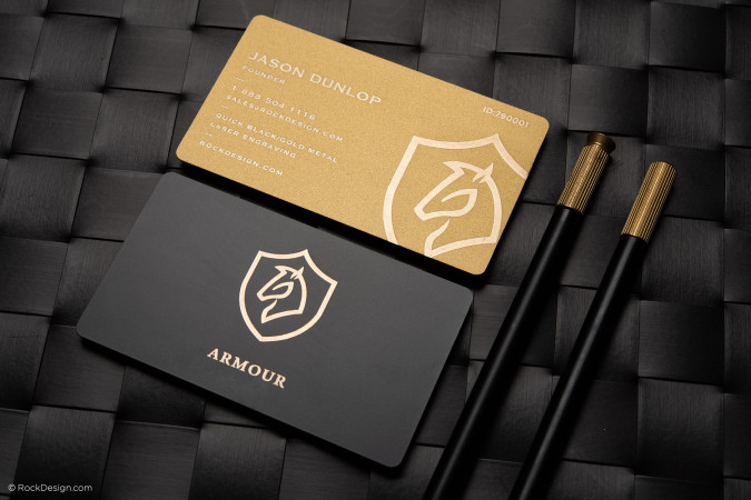 FREE ONLINE quick laser engraved black and gold metal business card  template 