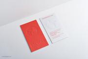 Red/white embossed visit card template 2