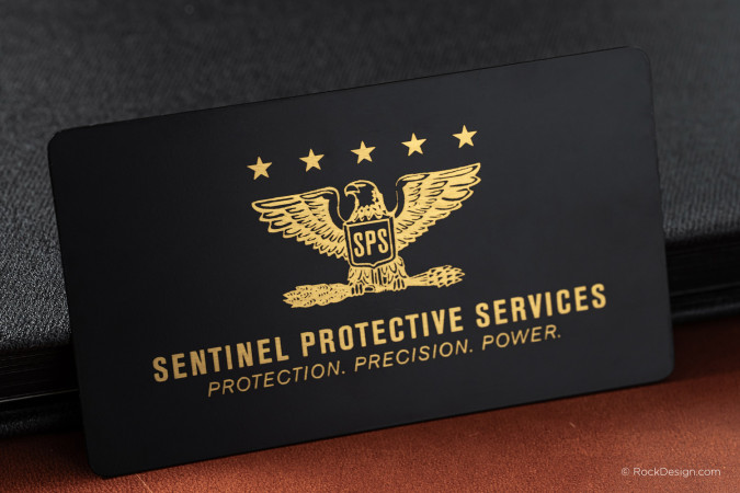 Elite Laser Engraved Brass Metal Business Card - Sentinel Protective Services
