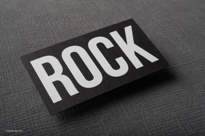 Statement White on Black Business Card Template - Rock