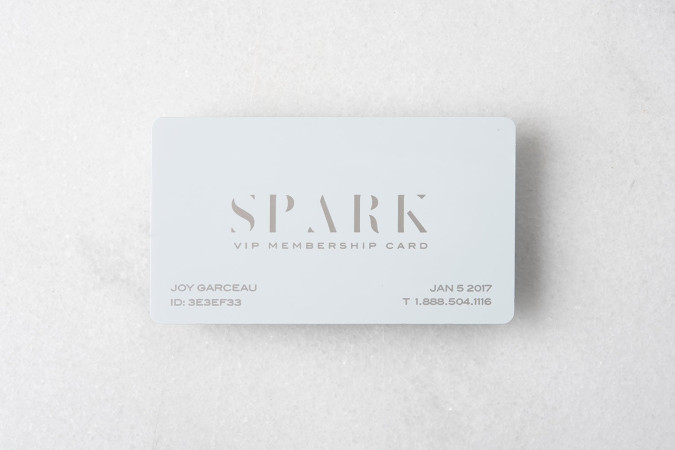 Fancy fashion white metal laser engraved VIP card template – Spark