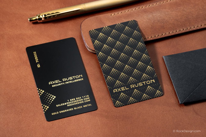 Patterned Laser Engraved Brass Metal Business Card - Axel Ruston
