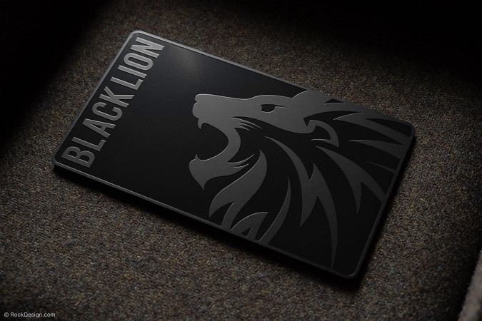 Bold Black Metal Business Card Design Template - Blacklion