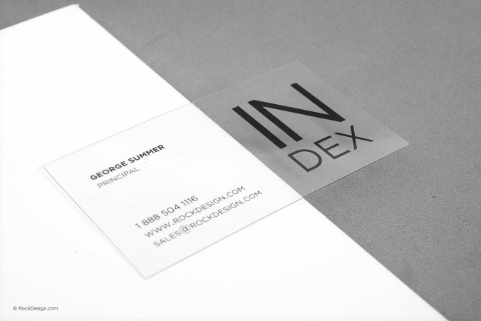Simple clean clear plastic business card template - Index