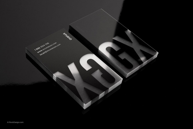 Bold minimalist clear plastic business card with white ink - GX Studio