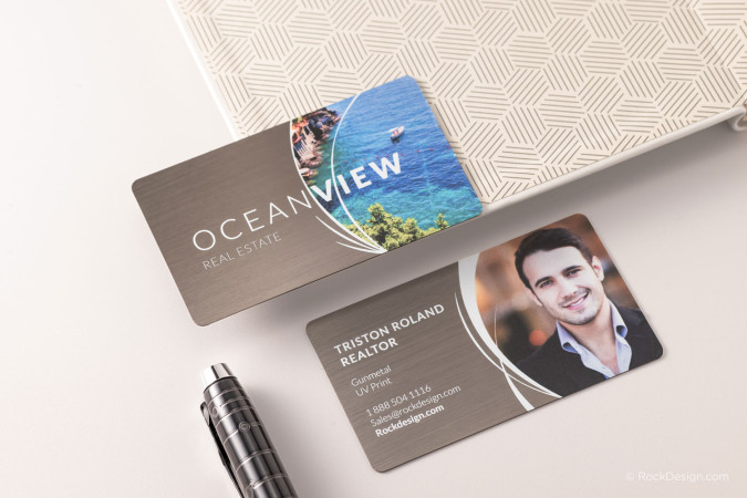 Sophisticated UV Printed Gunmetal with Photo Option - Ocean View