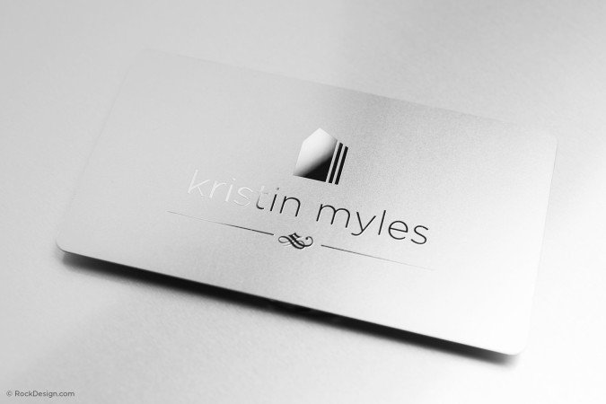 Professional realtor stainless steel metal business card - Kristin Myles
