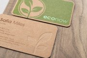Understated brown kraft name card template with green foil 3