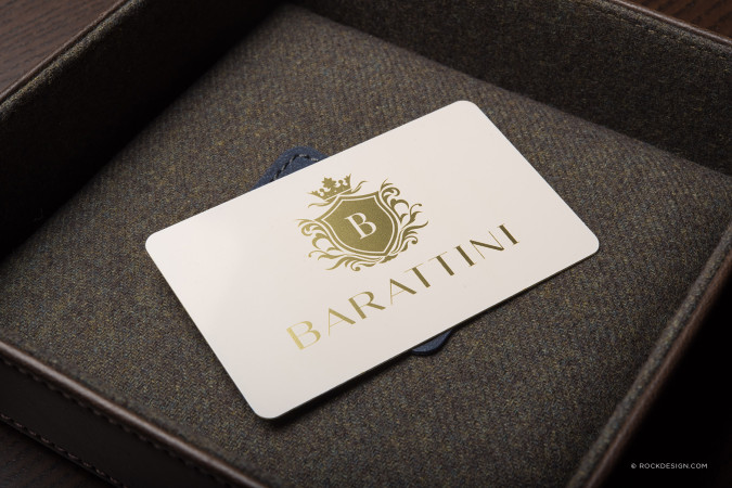 Luxury Clean Gold and White Business Card - Barattini