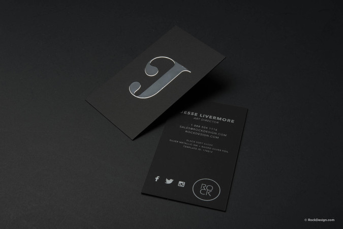 Luxuriously Tactile Raised Foil on Soft Suede Business card Template - J