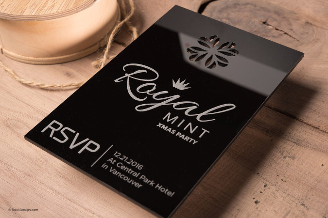 Sleek jet black acrylic invitation template - Royal Mint