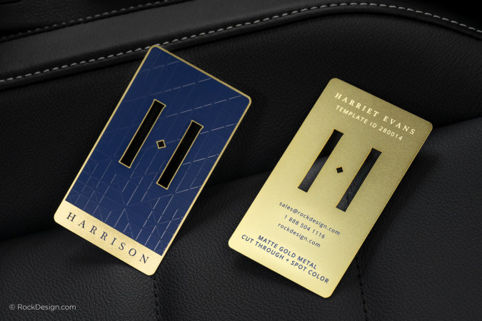 Prestige Die-Cut Etched Gold Metal Business Card - Harrison