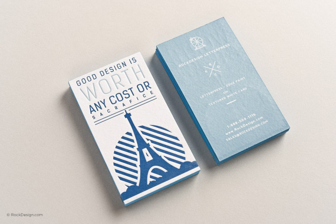 Bold letterpress textured business card with edge paint - Good Design