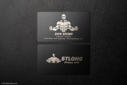 Sleek and creative black metal fitness name card template 1