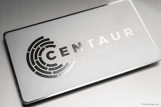 High tech modern stainless steel metal business card - Centaur