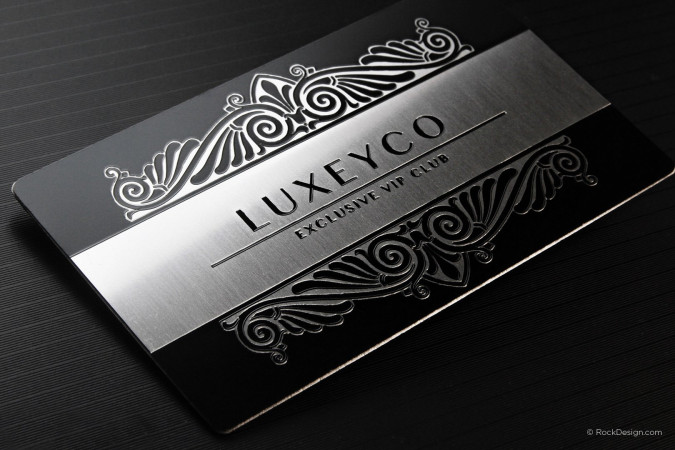 Deluxe stainless steel metal card with black printing - Luxeyco
