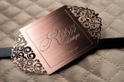 Copper Metal Card with Cut-Through Finishing Unique Business Card Template 1