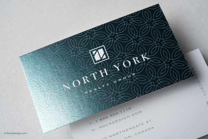 Modern afordable sparkling cold foil real estate business card template - North York