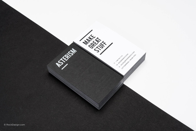 Modern black and white duplex business card with letterpress and foil - Asterism