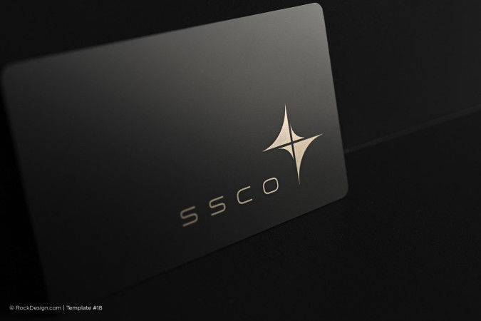 Traditional modern laser engraved black metal business card - SSCO