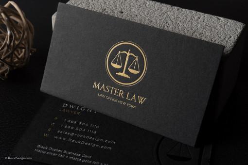 Classic modern black duplex attorney business card template - Master Law